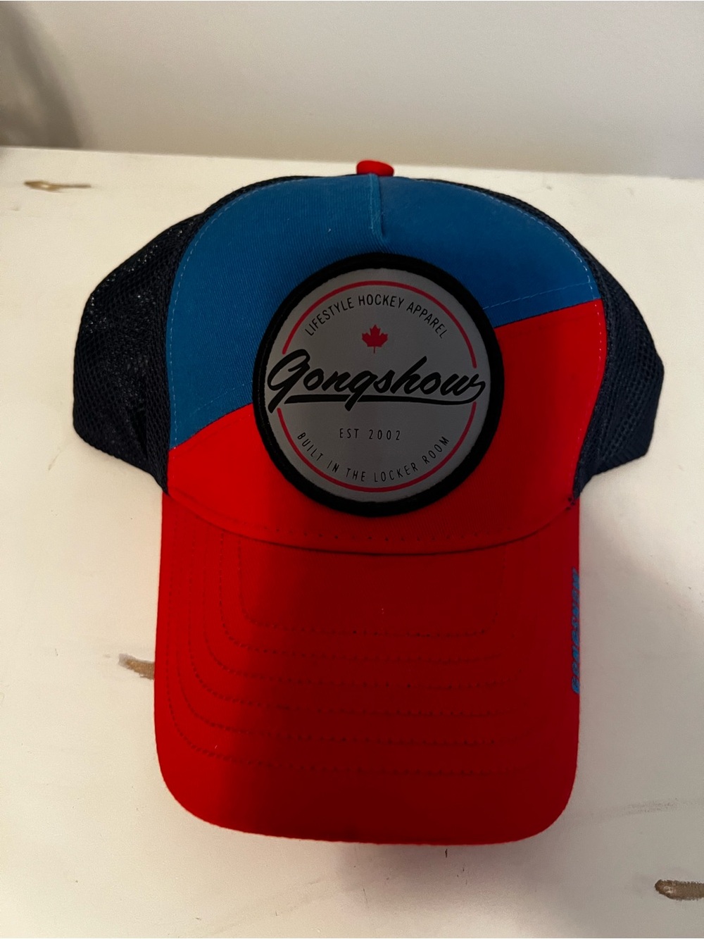 Red & Blue Trucker Hat with Mesh Back